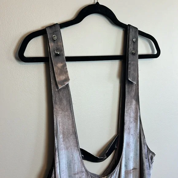 EUC Anthropologie Maeve XL Silver Velvet Wide Leg Oversize Romper Jumpsuit - Picture 3 of 5